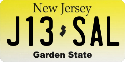 NJ license plate J13SAL