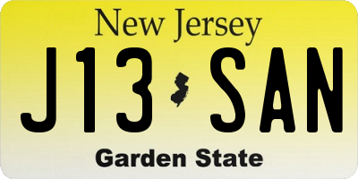 NJ license plate J13SAN