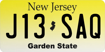 NJ license plate J13SAQ