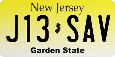NJ license plate J13SAV