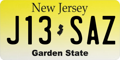 NJ license plate J13SAZ