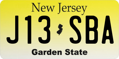 NJ license plate J13SBA
