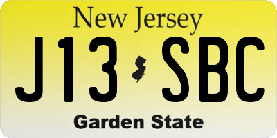NJ license plate J13SBC