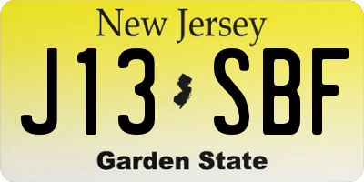 NJ license plate J13SBF