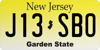 NJ license plate J13SBO