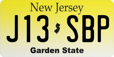 NJ license plate J13SBP