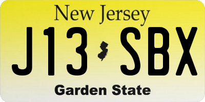 NJ license plate J13SBX