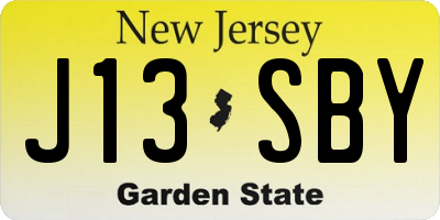 NJ license plate J13SBY
