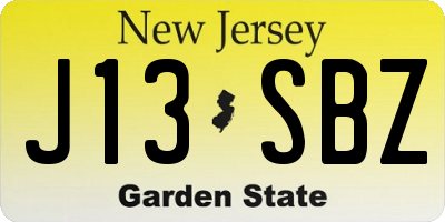 NJ license plate J13SBZ