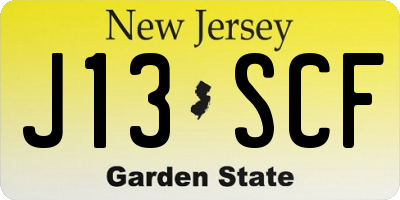 NJ license plate J13SCF