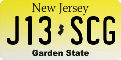 NJ license plate J13SCG