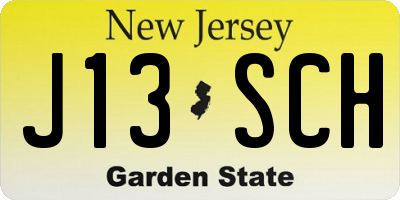 NJ license plate J13SCH