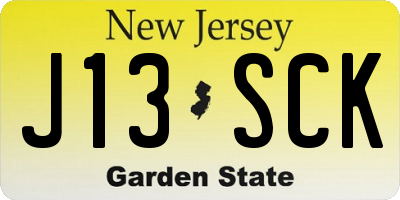 NJ license plate J13SCK