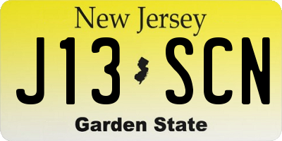 NJ license plate J13SCN