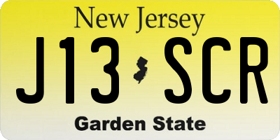 NJ license plate J13SCR
