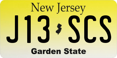 NJ license plate J13SCS