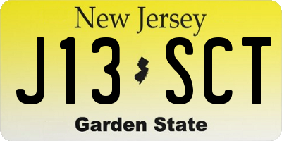 NJ license plate J13SCT