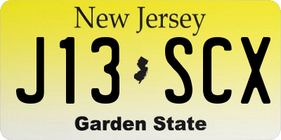 NJ license plate J13SCX