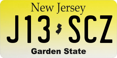 NJ license plate J13SCZ