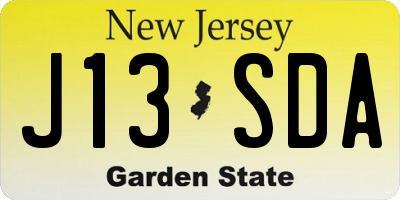 NJ license plate J13SDA