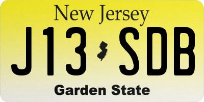 NJ license plate J13SDB