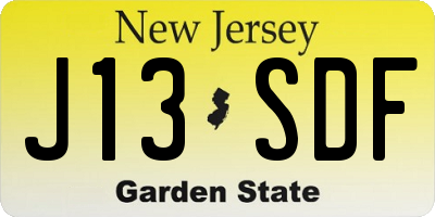 NJ license plate J13SDF
