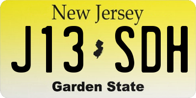 NJ license plate J13SDH
