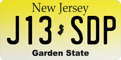 NJ license plate J13SDP