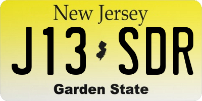 NJ license plate J13SDR