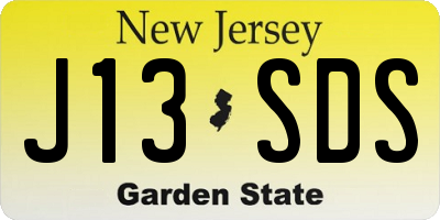 NJ license plate J13SDS