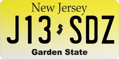 NJ license plate J13SDZ