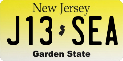 NJ license plate J13SEA