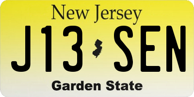NJ license plate J13SEN