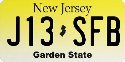 NJ license plate J13SFB
