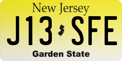 NJ license plate J13SFE