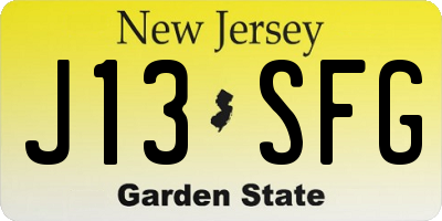NJ license plate J13SFG