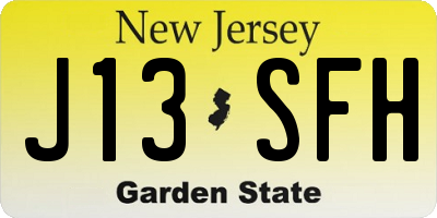 NJ license plate J13SFH