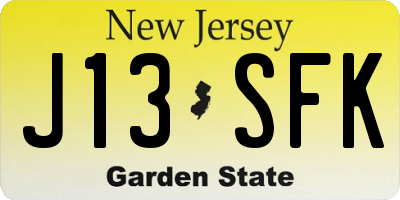 NJ license plate J13SFK