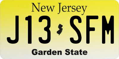 NJ license plate J13SFM