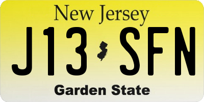 NJ license plate J13SFN