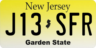 NJ license plate J13SFR