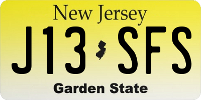 NJ license plate J13SFS