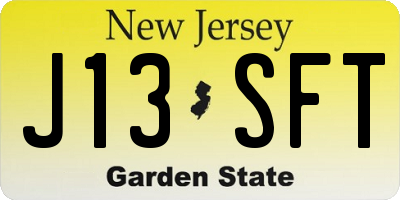 NJ license plate J13SFT