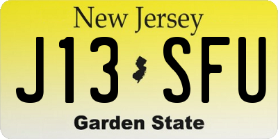 NJ license plate J13SFU