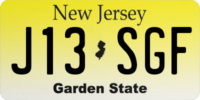 NJ license plate J13SGF