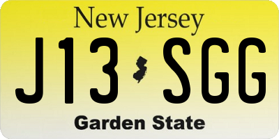 NJ license plate J13SGG