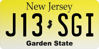 NJ license plate J13SGI