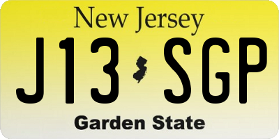 NJ license plate J13SGP