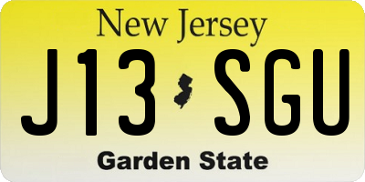 NJ license plate J13SGU