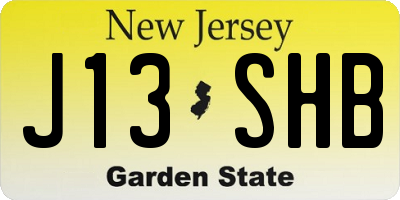 NJ license plate J13SHB